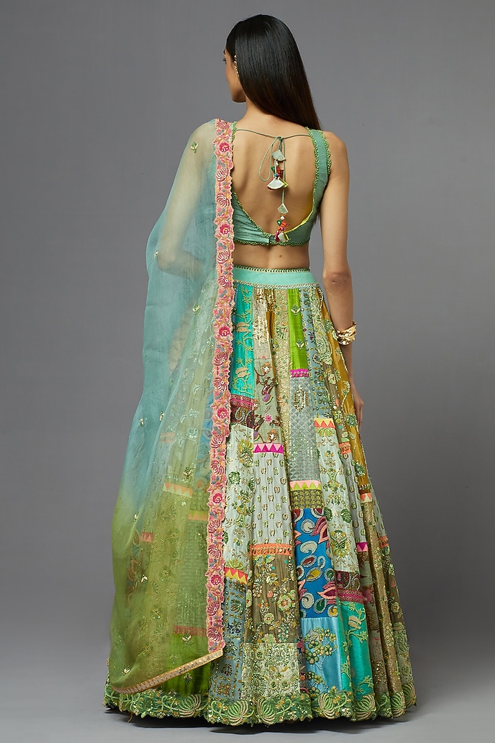 Mint Green Silk Bridal Lehenga Set by aum ashima & asit at Pernia's Pop Up Shop