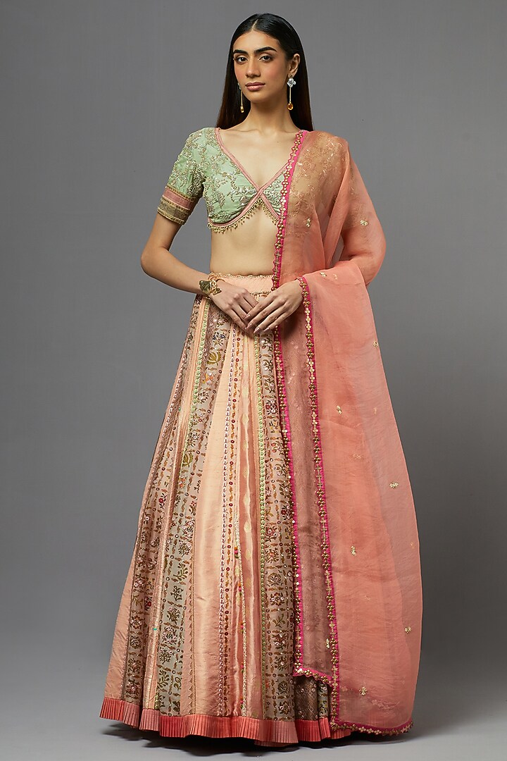 Blush Silk Wedding Lehenga Set by aum ashima & asit at Pernia's Pop Up Shop