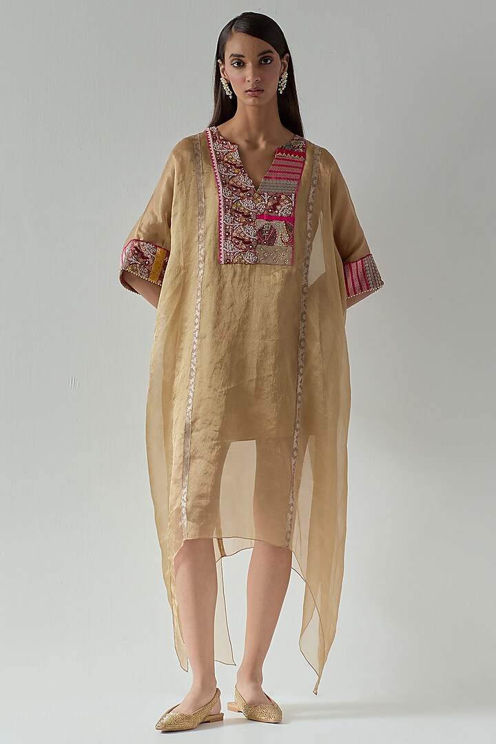Beige Organza Kaftan by aum ashima & asit at Pernia's Pop Up Shop