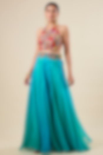 Blue Organza Skirt Set by aum ashima & asit at Pernia's Pop Up Shop