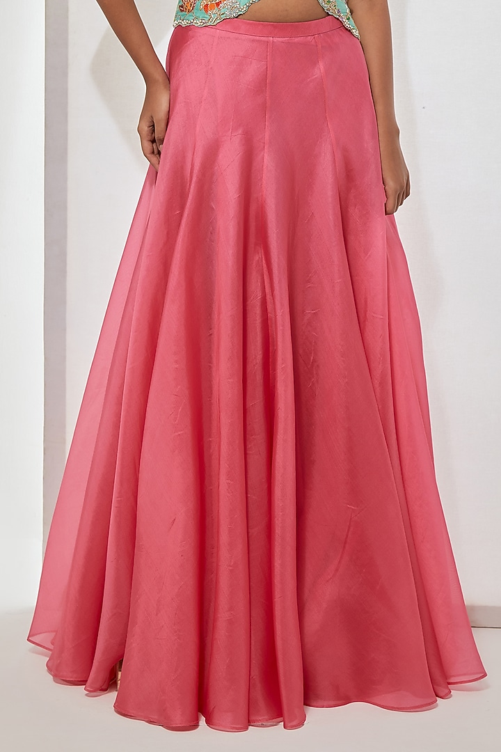 Coral Pink Organza Skirt Set by aum ashima & asit at Pernia's Pop Up Shop