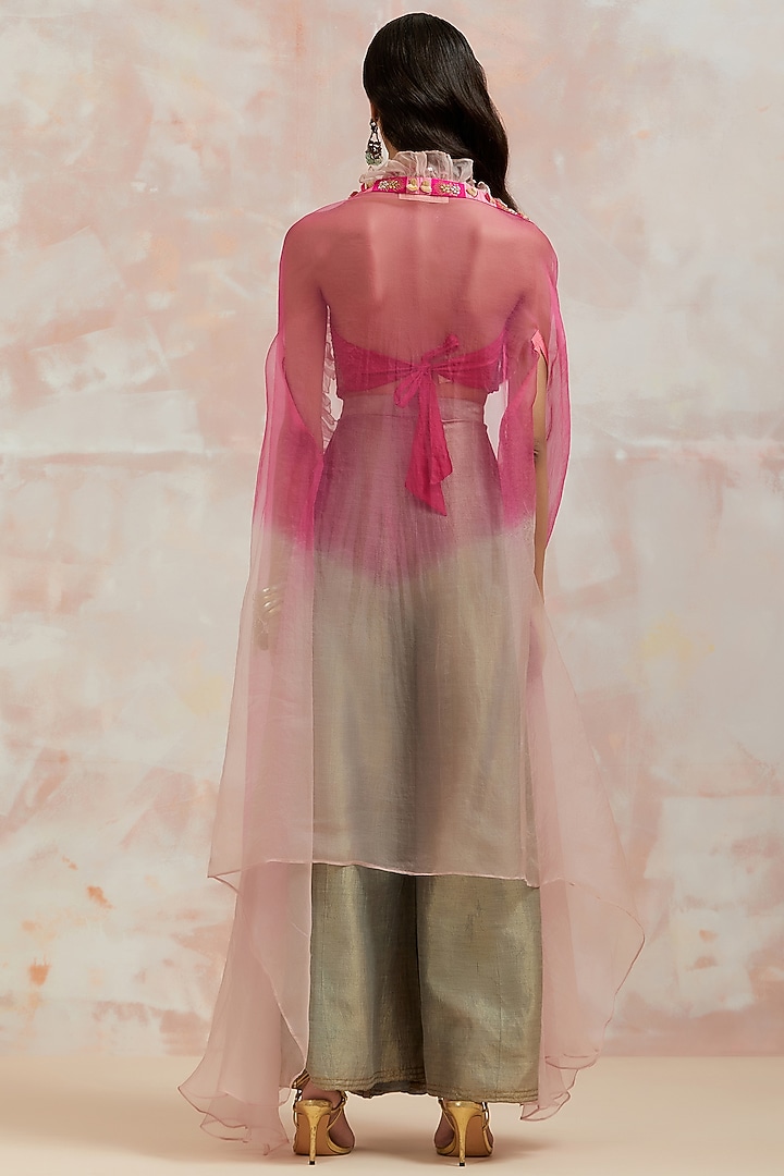 Multi-Colored Organza Cape Set by aum ashima & asit at Pernia's Pop Up Shop