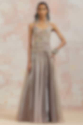 Grey Organza Skirt Set by aum ashima & asit at Pernia's Pop Up Shop