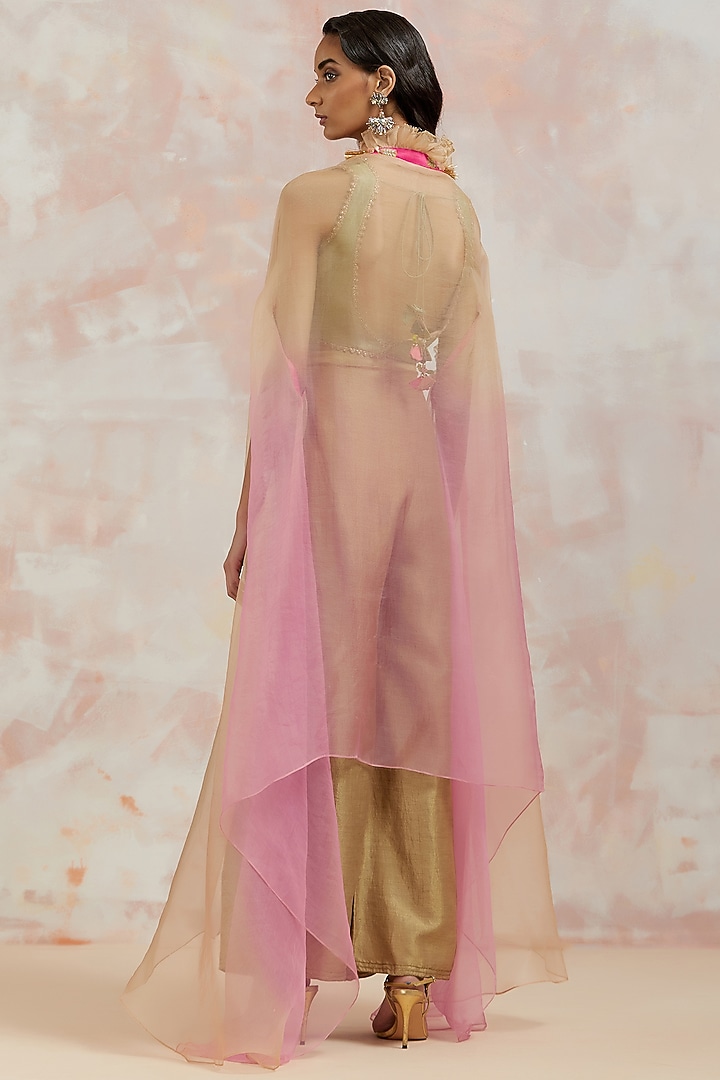 Multi-Colored Organza Cape Set by aum ashima & asit at Pernia's Pop Up Shop