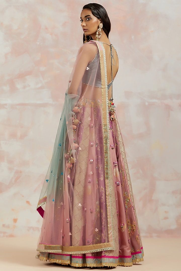 Pink Silk Bridal Lehenga Set by aum ashima & asit at Pernia's Pop Up Shop