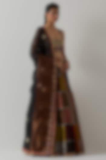 Black & Metallic Tissue Wedding Lehenga Set by aum ashima & asit at Pernia's Pop Up Shop