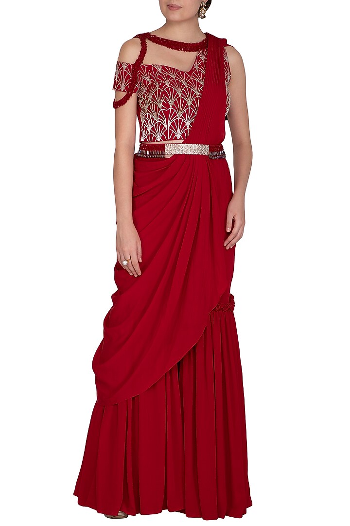 Red Scarlet Statement Embroidered Saree