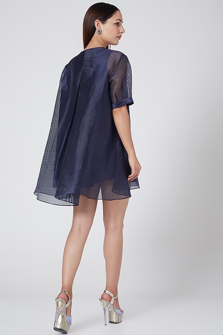 Cobalt Blue Metallic Shirt With Slip by Amit Aggarwal at Pernia's Pop Up Shop