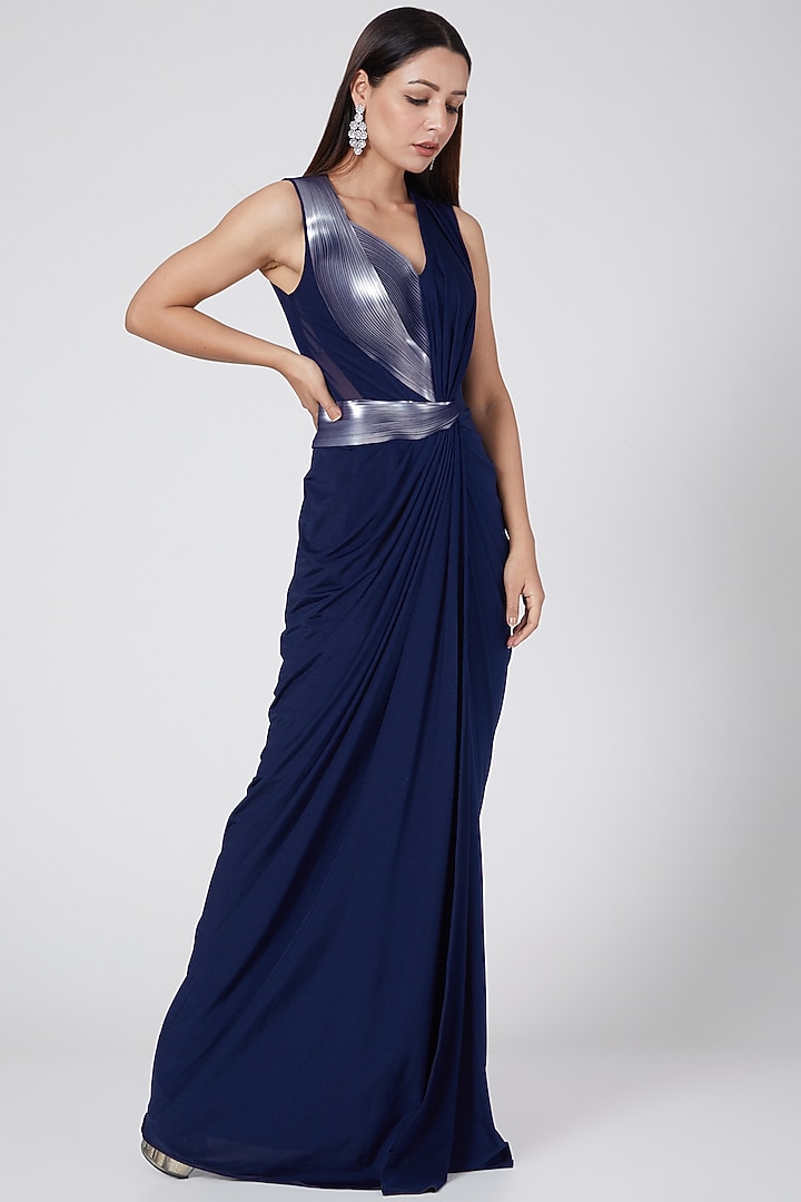 Cobalt Blue Metallic Jersey Sequins Embroidered Maxi Party Wear Dress by  Amit Aggarwal at Pernia's Pop Up Shop