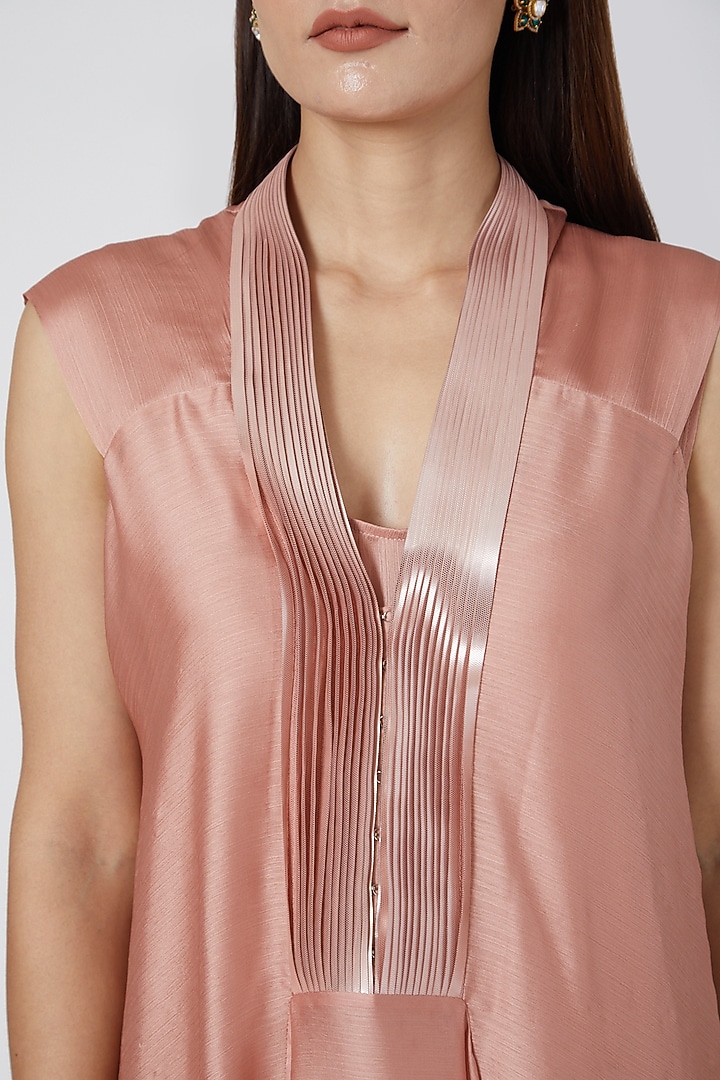 Blush Pink Chiffon Draped Maxi Cocktail Dress by Amit Aggarwal at Pernia's Pop Up Shop