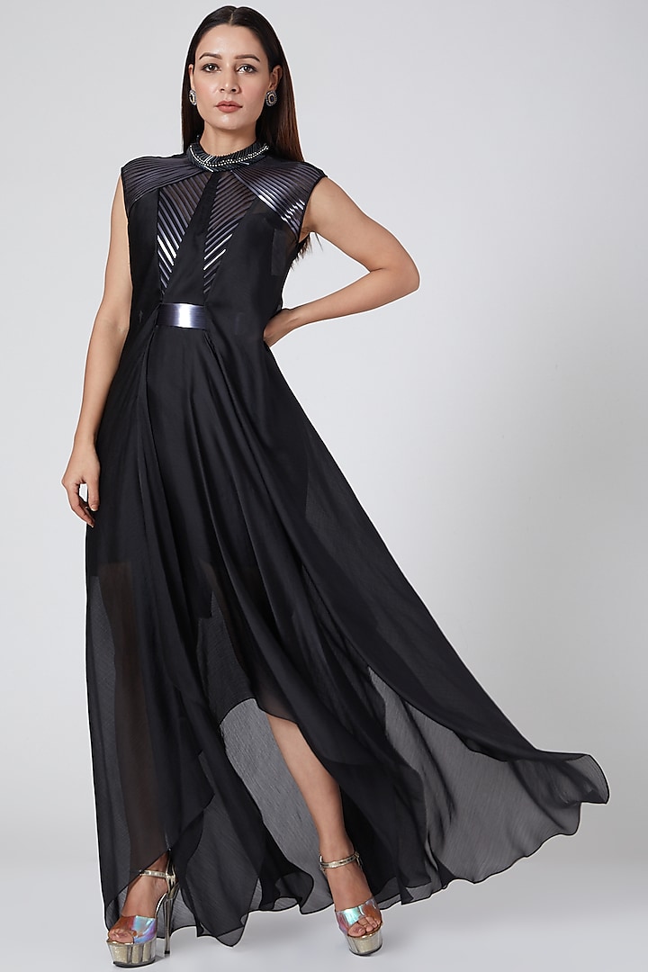 Black Embroidered Metallic Dress  by Amit Aggarwal