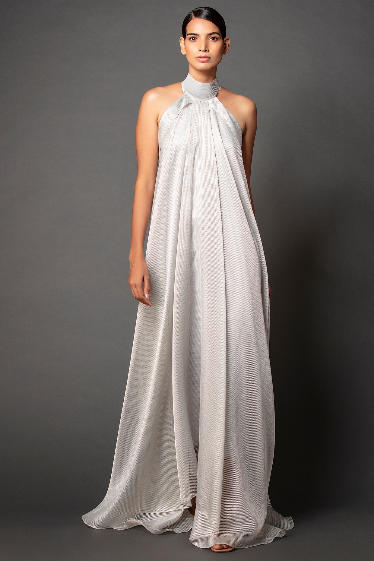 Silver halter neck dress online