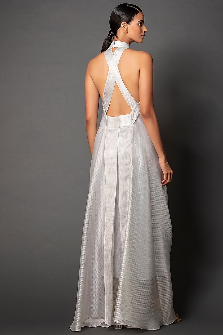 Silver Halter-Neck Dress by Amit Aggarwal at Pernia's Pop Up Shop 2026