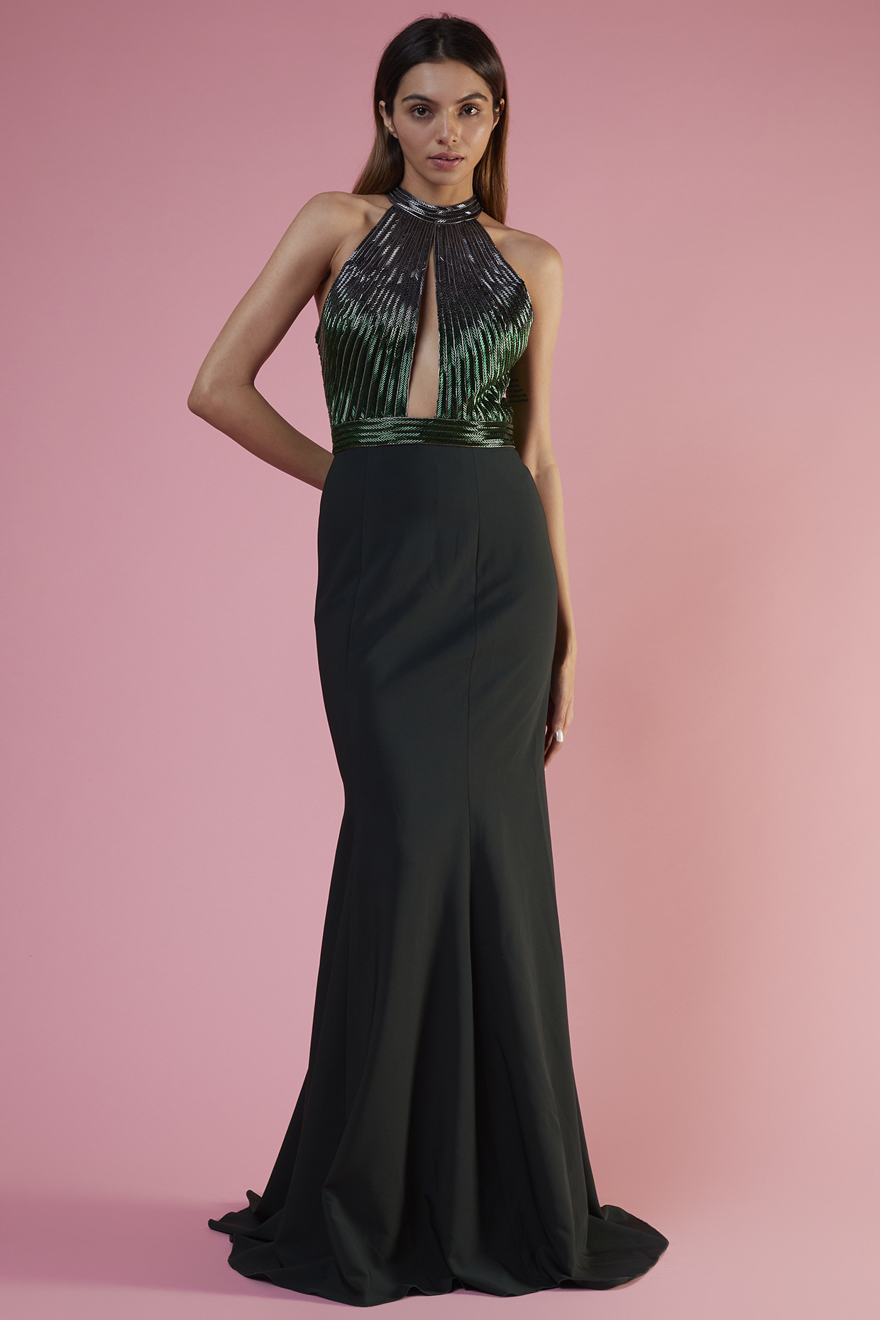 Green Ombre Net Embroidered Wedding Gown by Amit Aggarwal at Pernia's Pop Up Shop