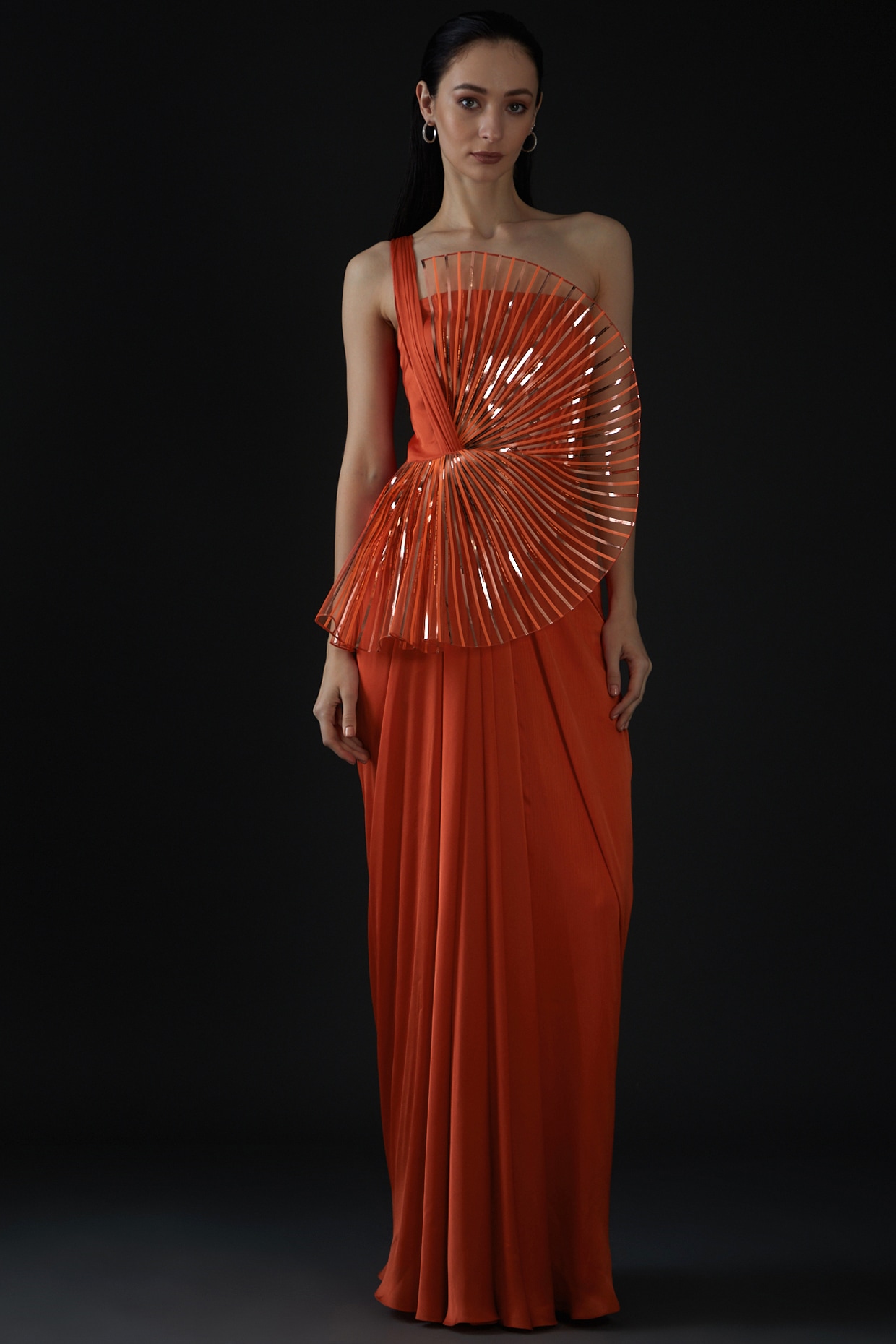 Orange metallic dress clearance