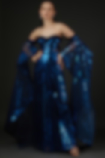 Blue Metallic Gown by Amit Aggarwal