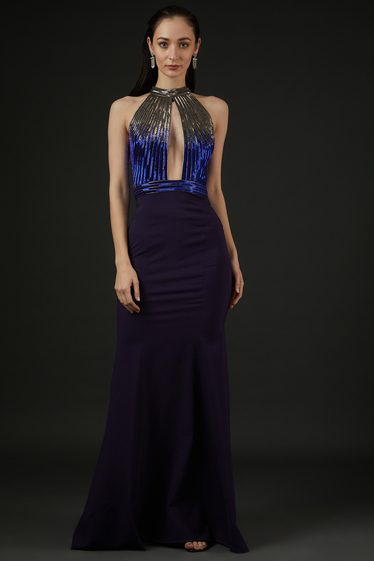 Blue Ombre Net Embroidered Gown by Amit Aggarwal