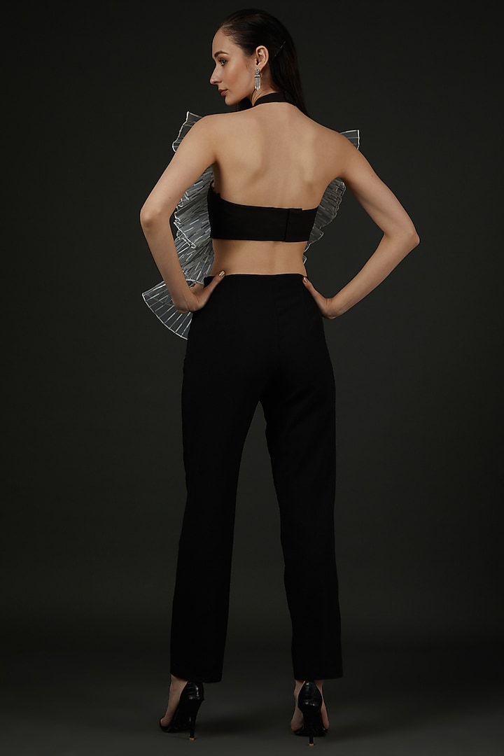 White Stretch Crepe Ruffled Top by Amit Aggarwal at Pernia's Pop Up Shop