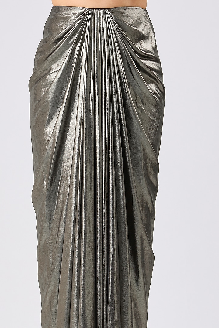 Golden Lame Draped Skirt by Amit Aggarwal at Pernia's Pop Up Shop