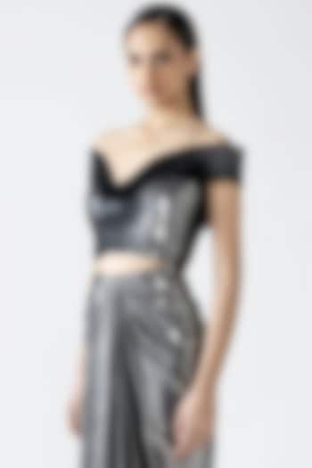 Silver Butterfly Net Metallic Top by Amit Aggarwal at Pernia's Pop Up Shop