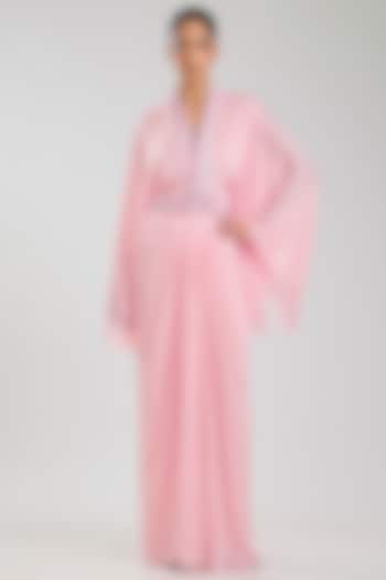 Bubble Pink Chiffon Kaftan by Amit Aggarwal at Pernia's Pop Up Shop