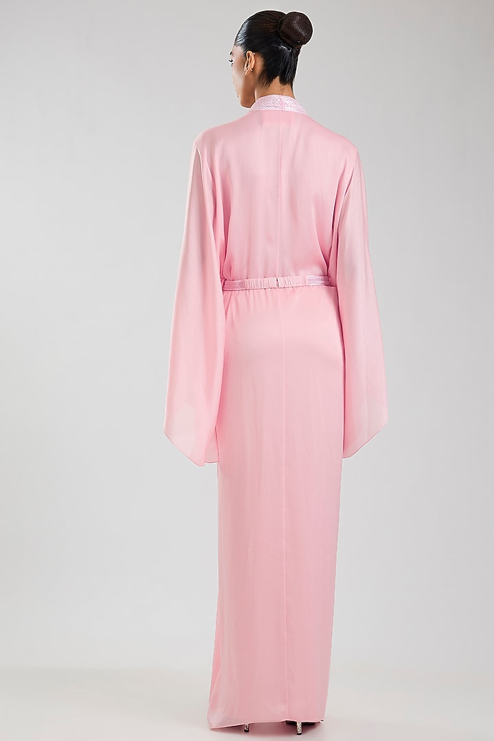 Bubble Pink Chiffon Kaftan by Amit Aggarwal at Pernia's Pop Up Shop