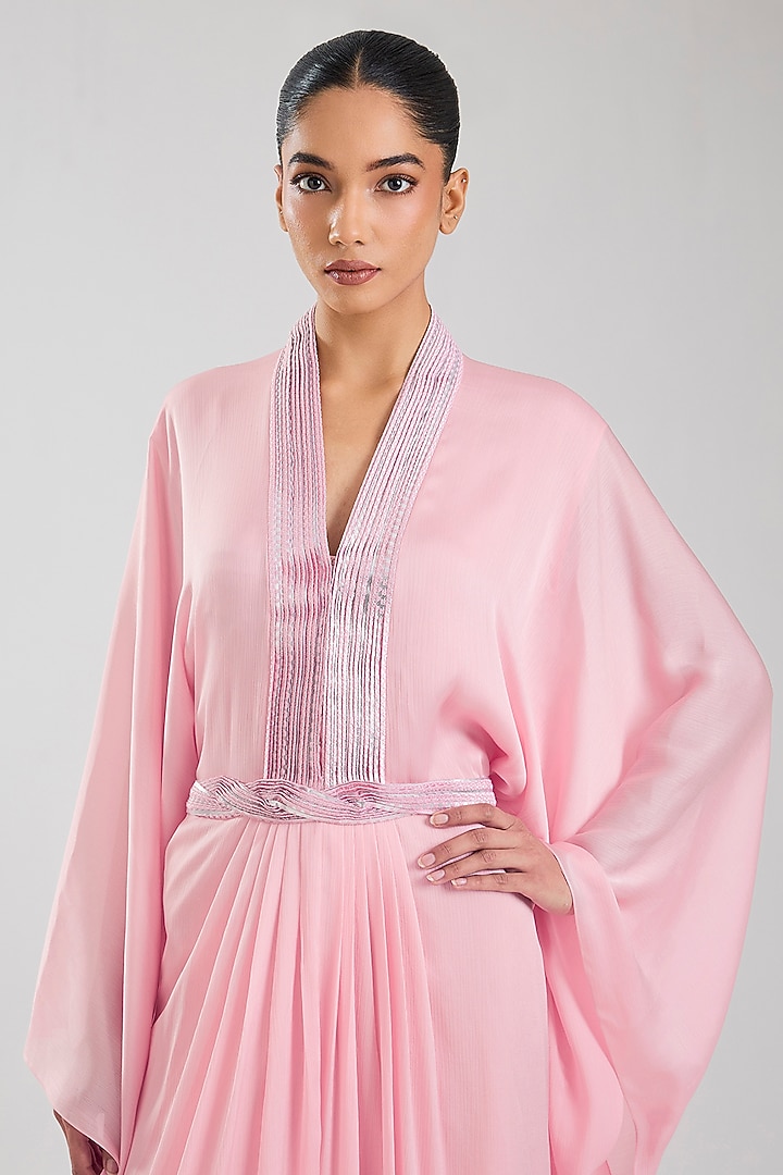 Bubble Pink Chiffon Kaftan by Amit Aggarwal at Pernia's Pop Up Shop