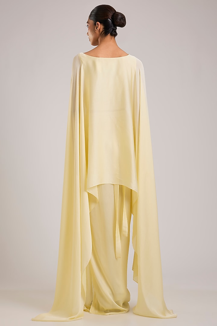 Butter Yellow Polyester & Chiffon Skirt Set by Amit Aggarwal at Pernia's Pop Up Shop
