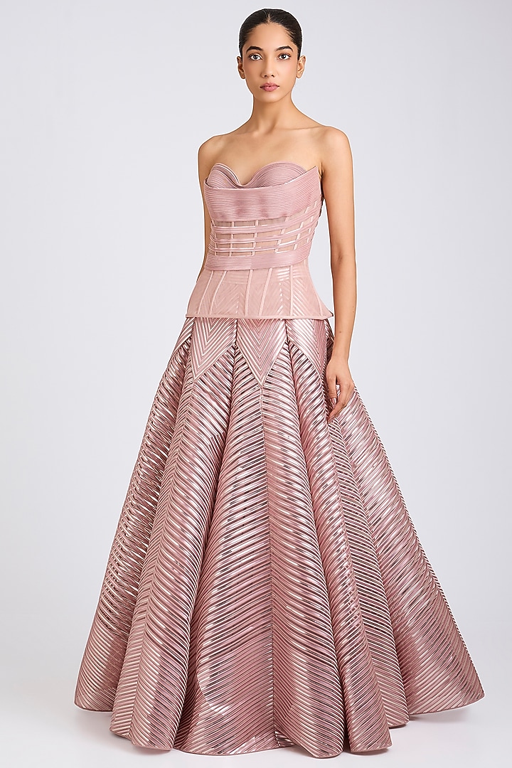 Blush Pink Tulle Skirt Set by Amit Aggarwal at Pernia's Pop Up Shop