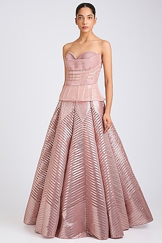 Blush Pink Tulle Skirt Set by Amit Aggarwal