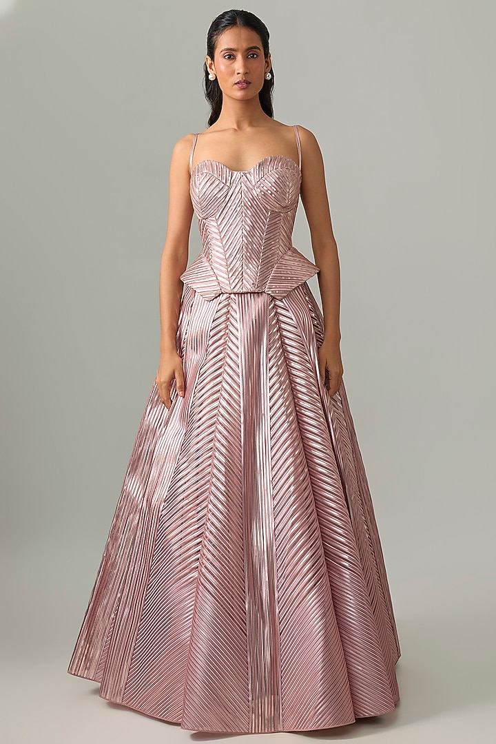Blush Pink Tulle Embellished Bridal Lehenga Set by Amit Aggarwal at Pernia's Pop Up Shop