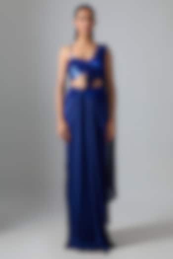 Cosmos Chiffon Pre Draped Reception Saree Set by Amit Aggarwal at Pernia's Pop Up Shop