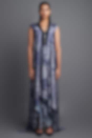 Grey Metallic Draped Dress by Amit Aggarwal