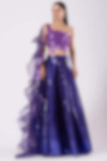 Purple Metallic Bridal Lehenga Set by Amit Aggarwal at Pernia's Pop Up Shop