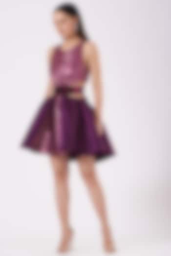 Berry Metallic Skater Dress by Amit Aggarwal