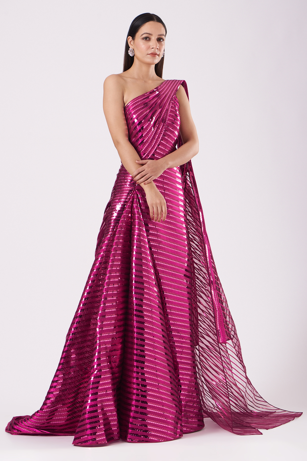 Fuchsia Handwoven Gown by Amit Aggarwal at Pernia's Pop Up Shop