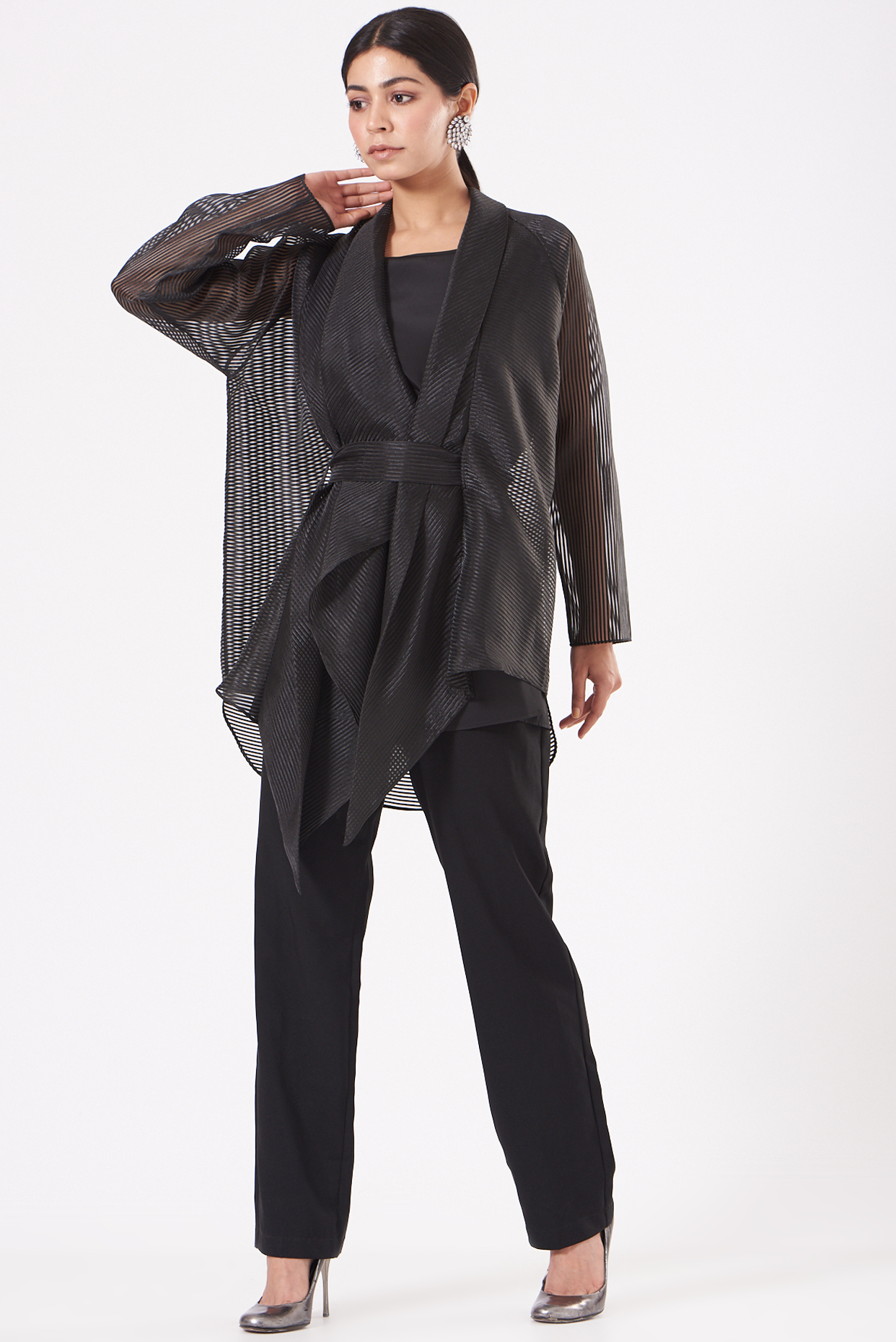 Black Polyester Draped Top by Amit Aggarwal at Pernia's Pop Up Shop