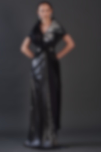 Black Crinkled Chiffon Gown by Amit Aggarwal