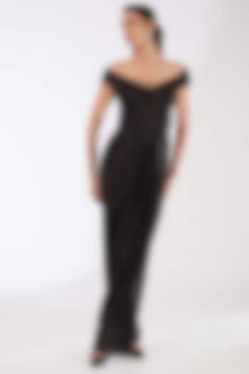 Black Interlock Jersey Engagement Gown by Amit Aggarwal at Pernia's Pop Up Shop