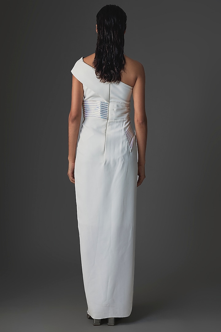 Ivory Banana Crepe Engagement Gown by Amit Aggarwal at Pernia's Pop Up Shop