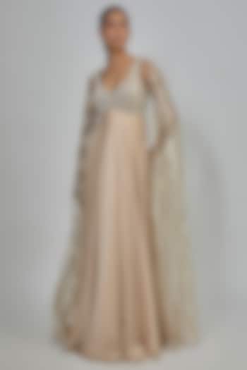 Champagne Chiffon & Butterfly Net Wedding Gown by Amit Aggarwal at Pernia's Pop Up Shop