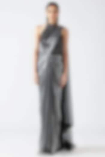 Crystal Colored Polyester & Nylon Draped Reception Saree Set by Amit Aggarwal at Pernia's Pop Up Shop