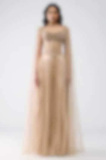 Rose Pink Satin Chiffon & Butterfly Net Pant Set by Amit Aggarwal at Pernia's Pop Up Shop