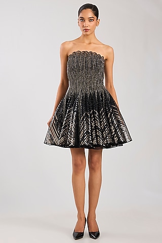 Black Butterfly Net Dress by Amit Aggarwal