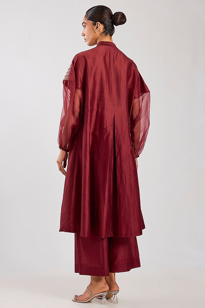 Deep Red Chanderi Co-Ord Set by Amit Aggarwal at Pernia's Pop Up Shop