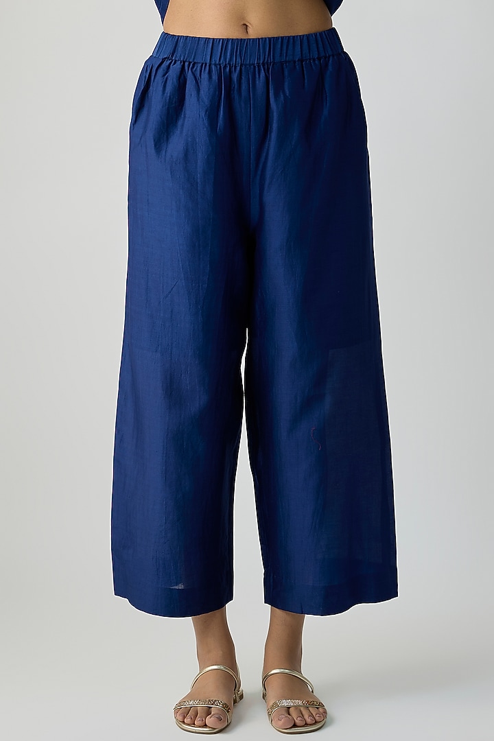 Ink Blue Chanderi Tunic Set by Amit Aggarwal at Pernia's Pop Up Shop
