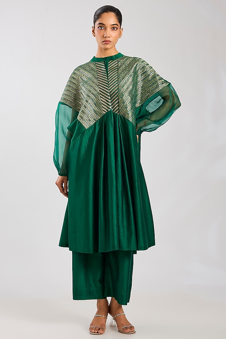 Emerald Chanderi Co-Ord Set by Amit Aggarwal at Pernia's Pop Up Shop