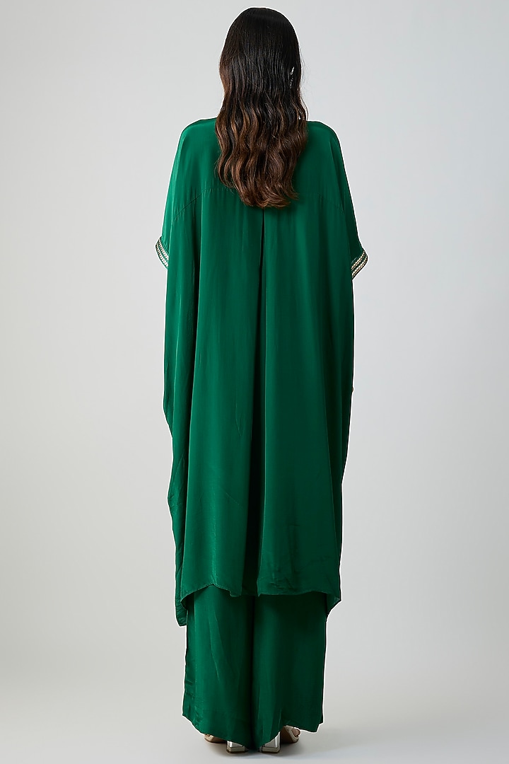 Emerald Green Sheesha Crepe Co-Ord Set by Amit Aggarwal at Pernia's Pop Up Shop