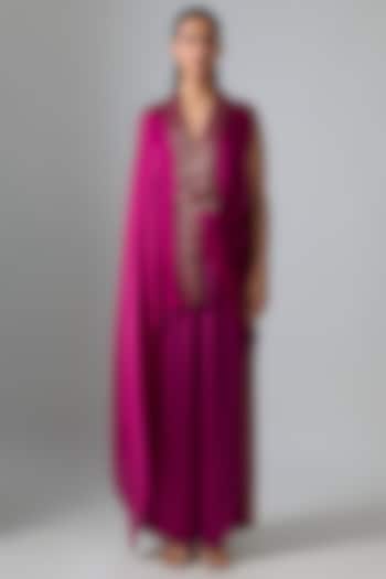 Fuchsia Chiffon Top by Amit Aggarwal at Pernia's Pop Up Shop
