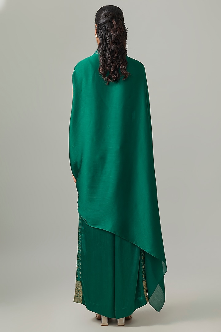 Emerald Satin Chiffon & Banarasi Embellished Top by Amit Aggarwal at Pernia's Pop Up Shop